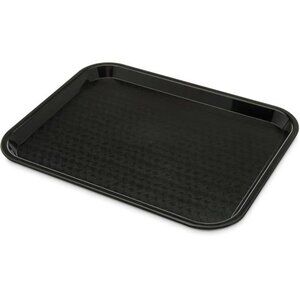Plastic Cafeteria Food Tray Black Stackable Fast Food Serving Tray 14x10